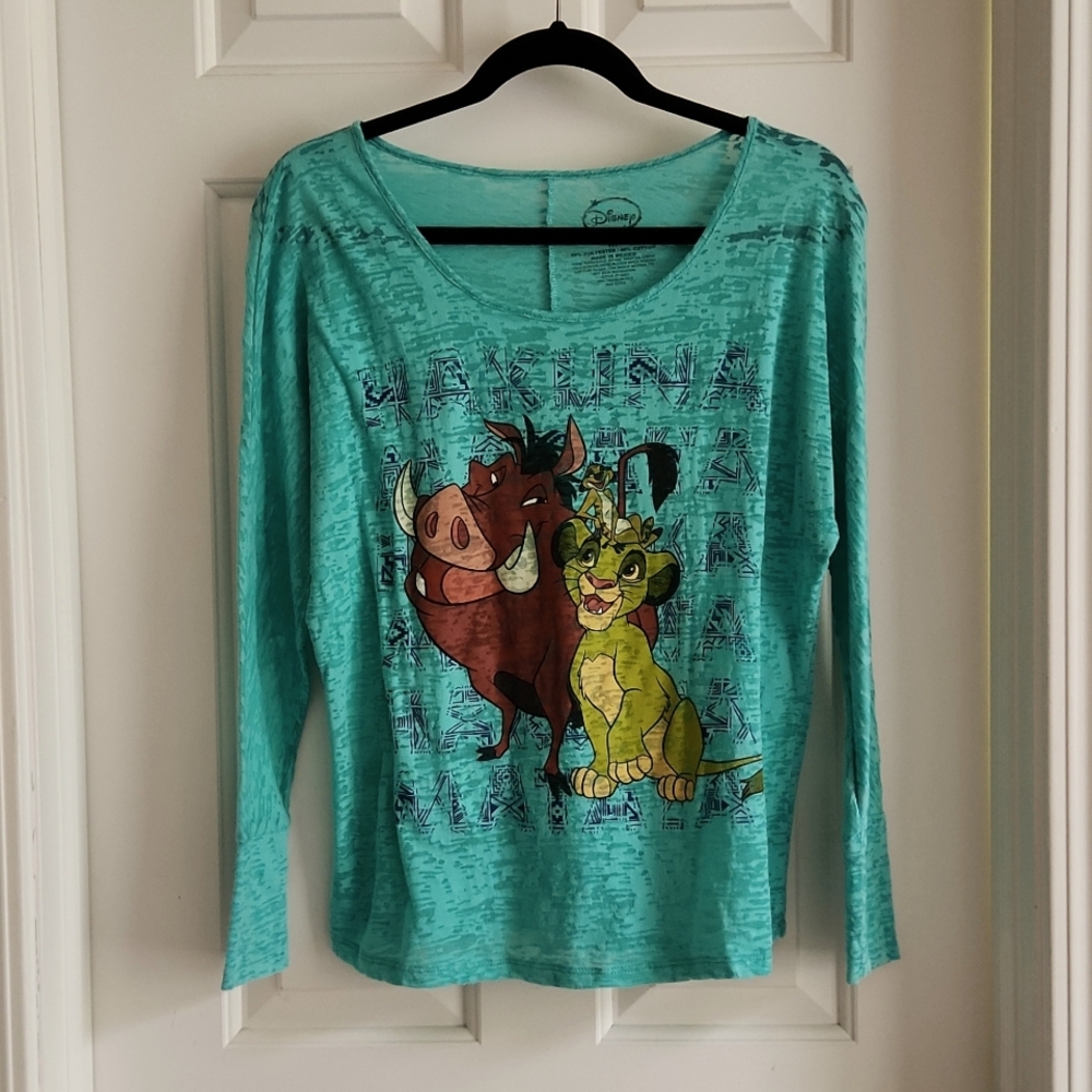 DISNEY Hakuna Matata Raglan Sleeve Acid Etched Shirt Size M
